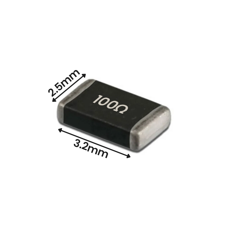 Resistor 100R SMD 1210 1% componente de potência vista superior