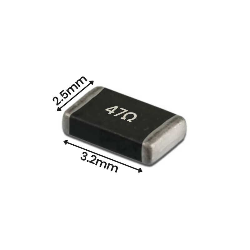 Resistor 47R SMD 1210 1% 1/2W componente de potência vista topo