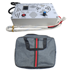 Testador de compressor inverter com cabos U, V, W conectados, pronto para diagnosticar uma unidade condensadora de ar condicionado.